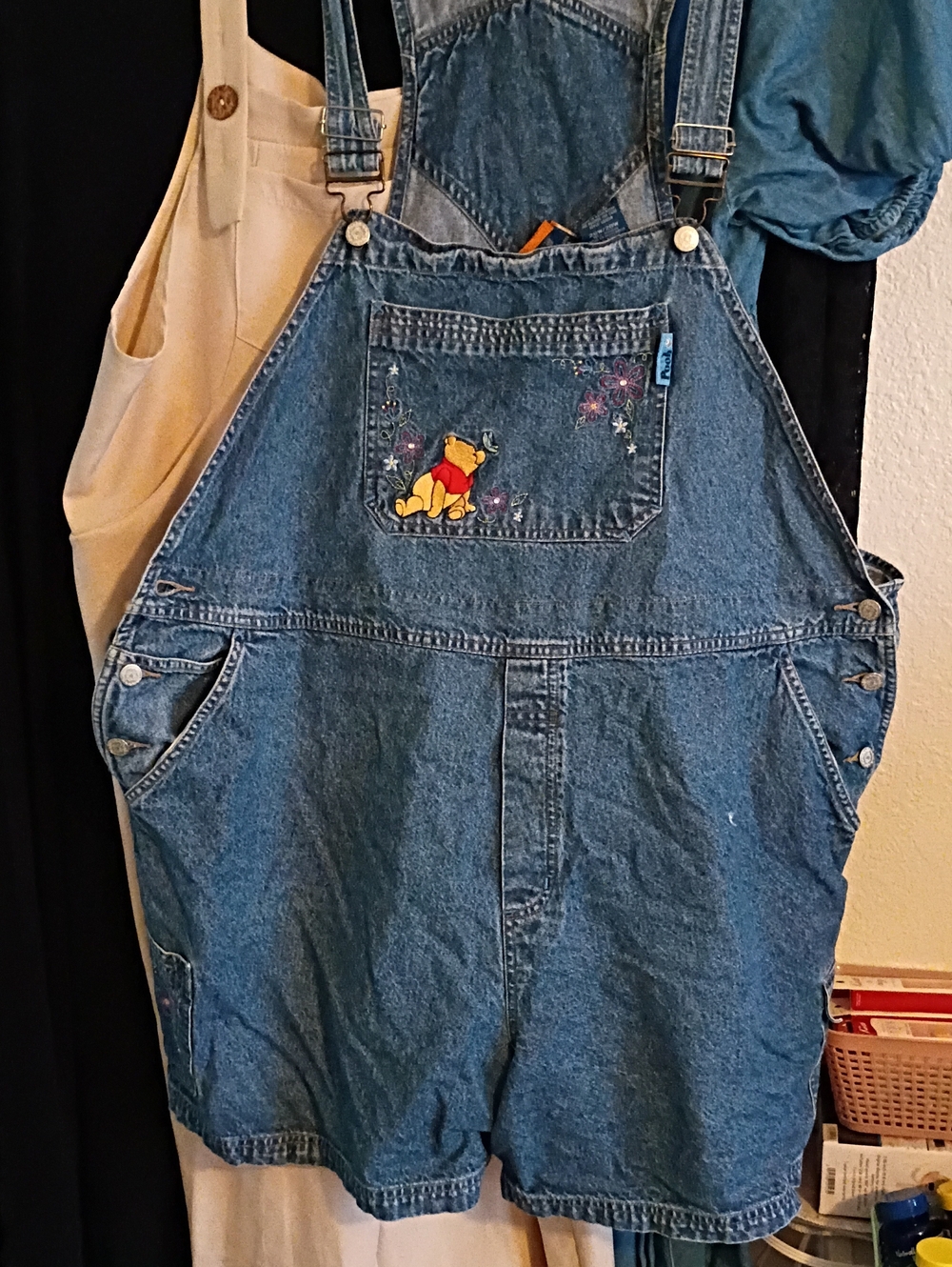 Denim Winnie the Pooh Women's Short Overalls - Blue